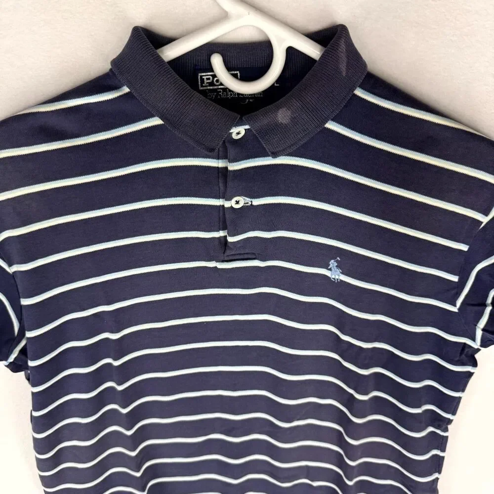 Polo by Ralph Lauren Blue Striped Polo‎ Mens Size L